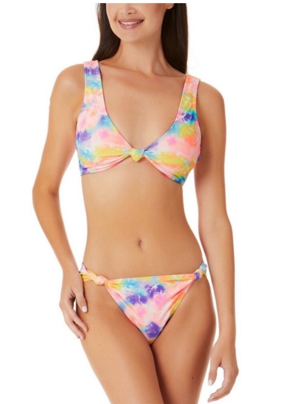 NWT TOP only California Waves  Bikini Top in Neon Tie-Dye, sz M